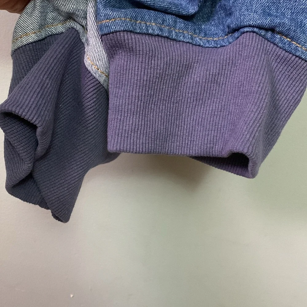 NWT AZALEA WANG ALL PATCHED UP PATCHWORKED  CROP DENIM JACKET - Picture 10 of 14